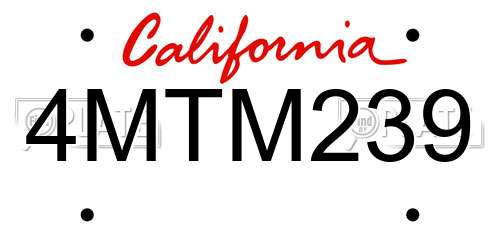 4MTM239 California License Plate