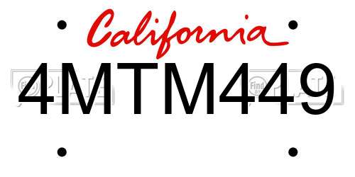 4MTM449 California License Plate