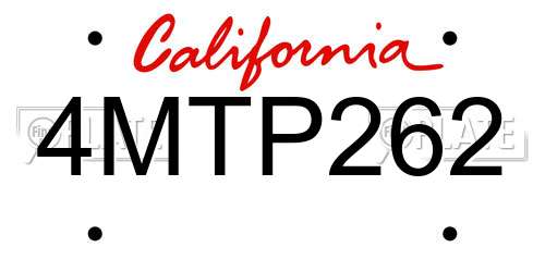 4MTP262 California License Plate