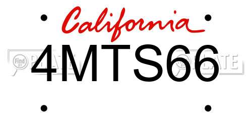 4MTS66 California License Plate