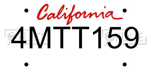 4MTT159 California License Plate