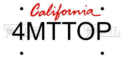 4MTTOP California License Plate