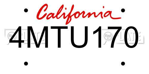 4MTU170 California License Plate