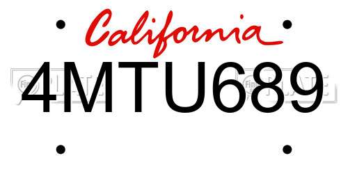 4MTU689 California License Plate