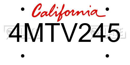 4MTV245 California License Plate