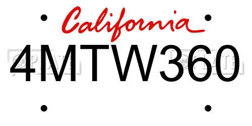 4MTW360 California License Plate