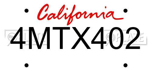 4MTX402 California License Plate