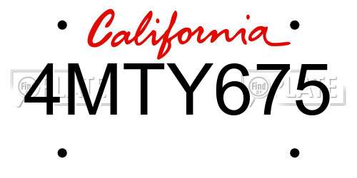 4MTY675 California License Plate