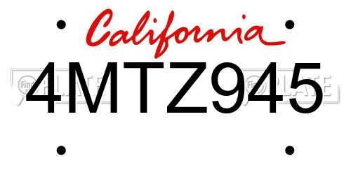 4MTZ945 California License Plate
