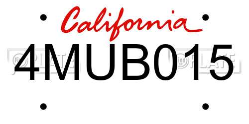 4MUB015 California License Plate