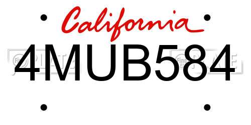 4MUB584 California License Plate