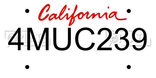 4MUC239 California License Plate