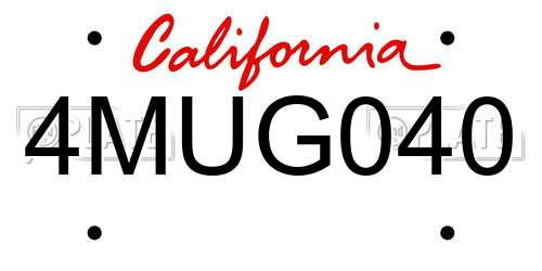 4MUG040 California License Plate