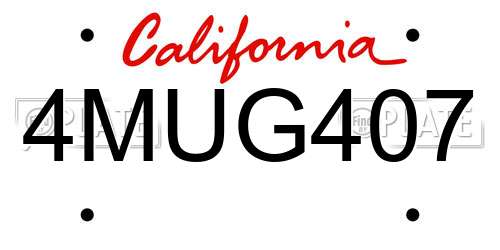 4MUG407 California License Plate