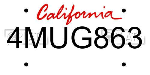 4MUG863 California License Plate