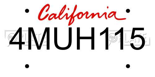4MUH115 California License Plate