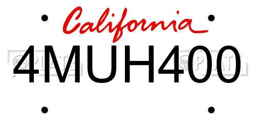 4MUH400 California License Plate