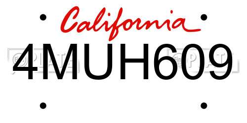 4MUH609 California License Plate