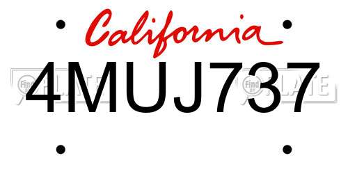 4MUJ737 California License Plate