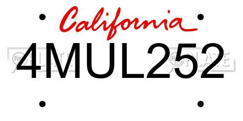 4MUL252 California License Plate