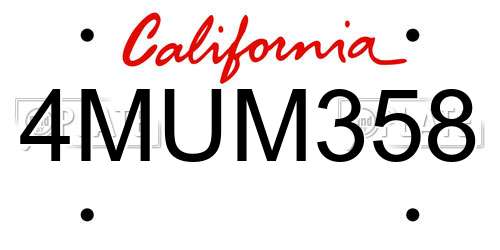4MUM358 California License Plate
