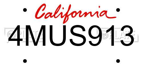 4MUS913 California License Plate