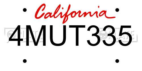 4MUT335 California License Plate