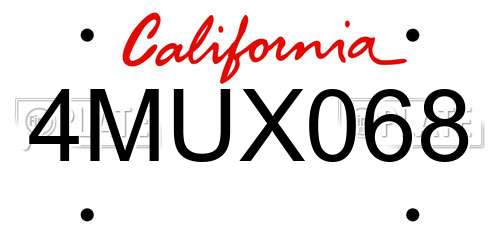 4MUX068 California License Plate