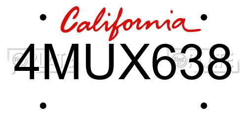 4MUX638 California License Plate