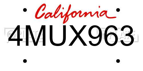 4MUX963 California License Plate