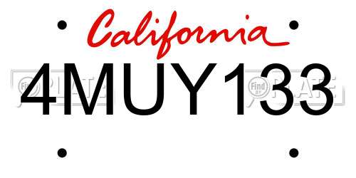 4MUY133 California License Plate
