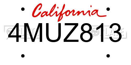4MUZ813 California License Plate