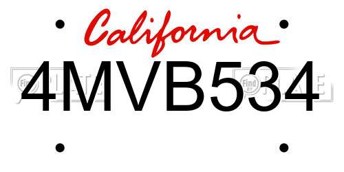 4MVB534 California License Plate