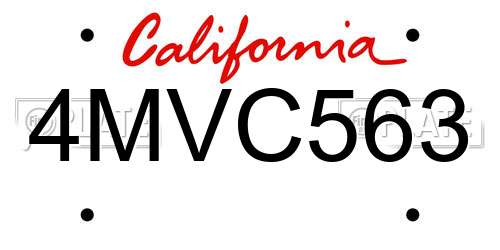 4MVC563 California License Plate