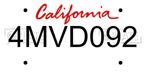 4MVD092 California License Plate