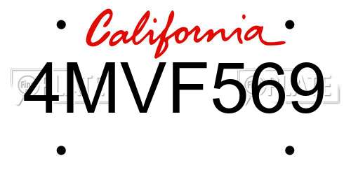 4MVF569 California License Plate