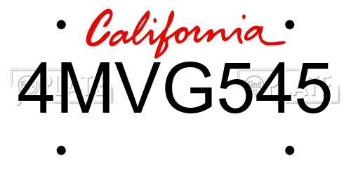 4MVG545 California License Plate