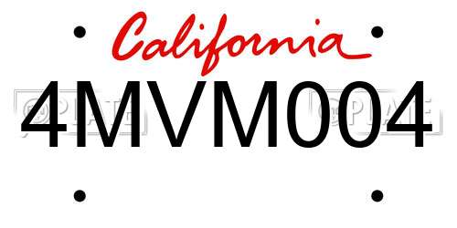 4MVM004 California License Plate