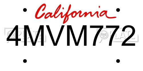4MVM772 California License Plate