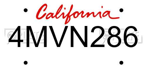 4MVN286 California License Plate