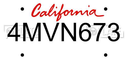 4MVN673 California License Plate