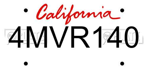 4MVR140 California License Plate