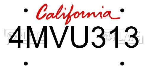 4MVU313 California License Plate