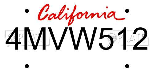 4MVW512 California License Plate