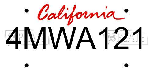4MWA121 California License Plate