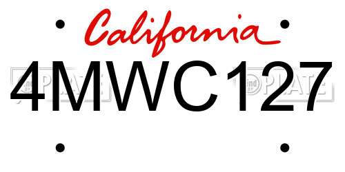 4MWC127 California License Plate