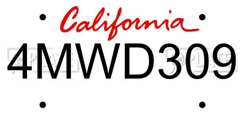 4MWD309 California License Plate