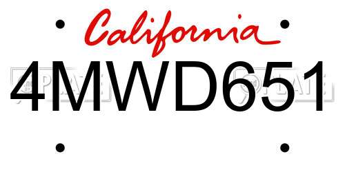 4MWD651 California License Plate