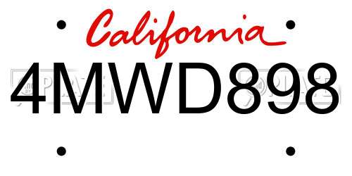 4MWD898 California License Plate