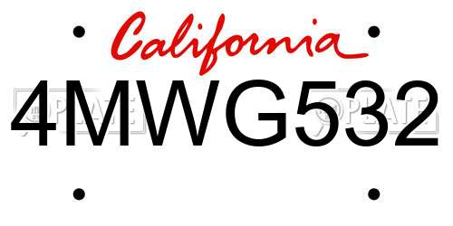 4MWG532 California License Plate